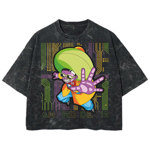 Playera streetwear premium de anime y gaming ExtraLife MX, corte boxy deluxe mineral wash heavyweight en color Acid Wash, moda urbana mexicana de culto.