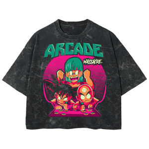 Playera streetwear premium de anime y gaming ExtraLife MX, corte boxy deluxe mineral wash heavyweight en color Acid Wash, moda urbana mexicana de culto.