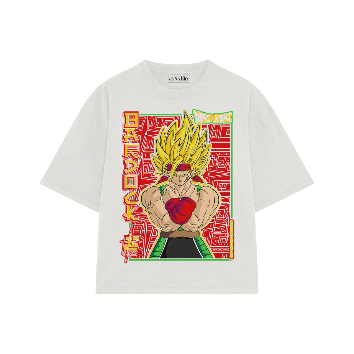 Playera streetwear premium de anime y gaming ExtraLife MX, corte oversized drop shoulder ligero y fresco en color Deep Black y Off-White, moda urbana mexicana de culto.