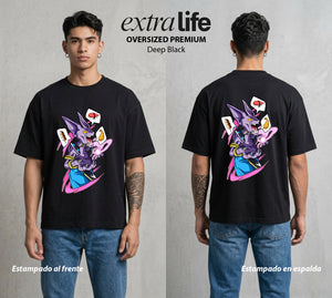 El Poder de las Esferas | El Destructor Dormilón #00676 - Playera Oversized Premium | Deep Black - Foto en modelo