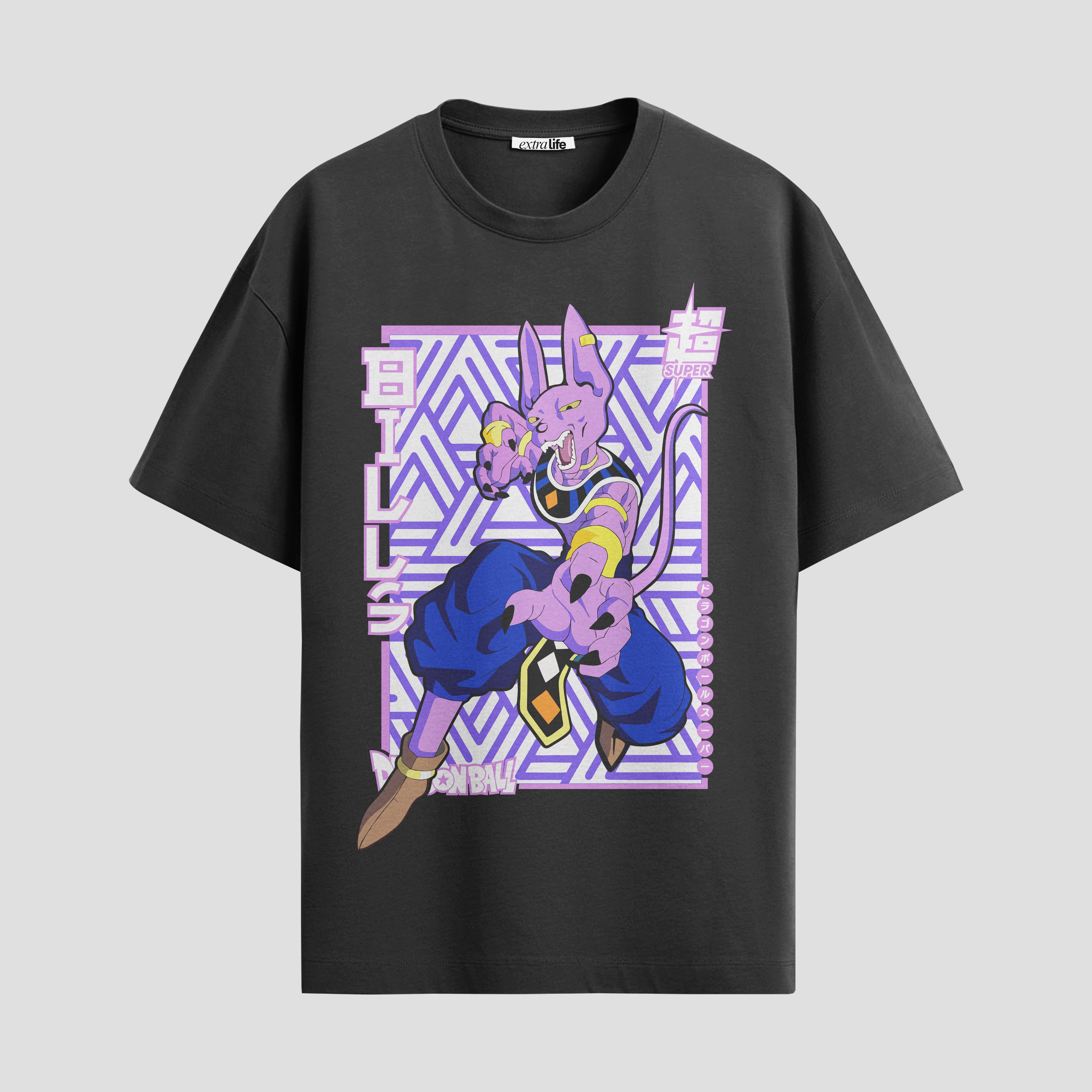 Playera urbana de anime y gaming ExtraLife MX, corte Standard Fit unisex ligero y transpirable en color Deep Black y Pure White, ropa de uso diario para gym y casual.