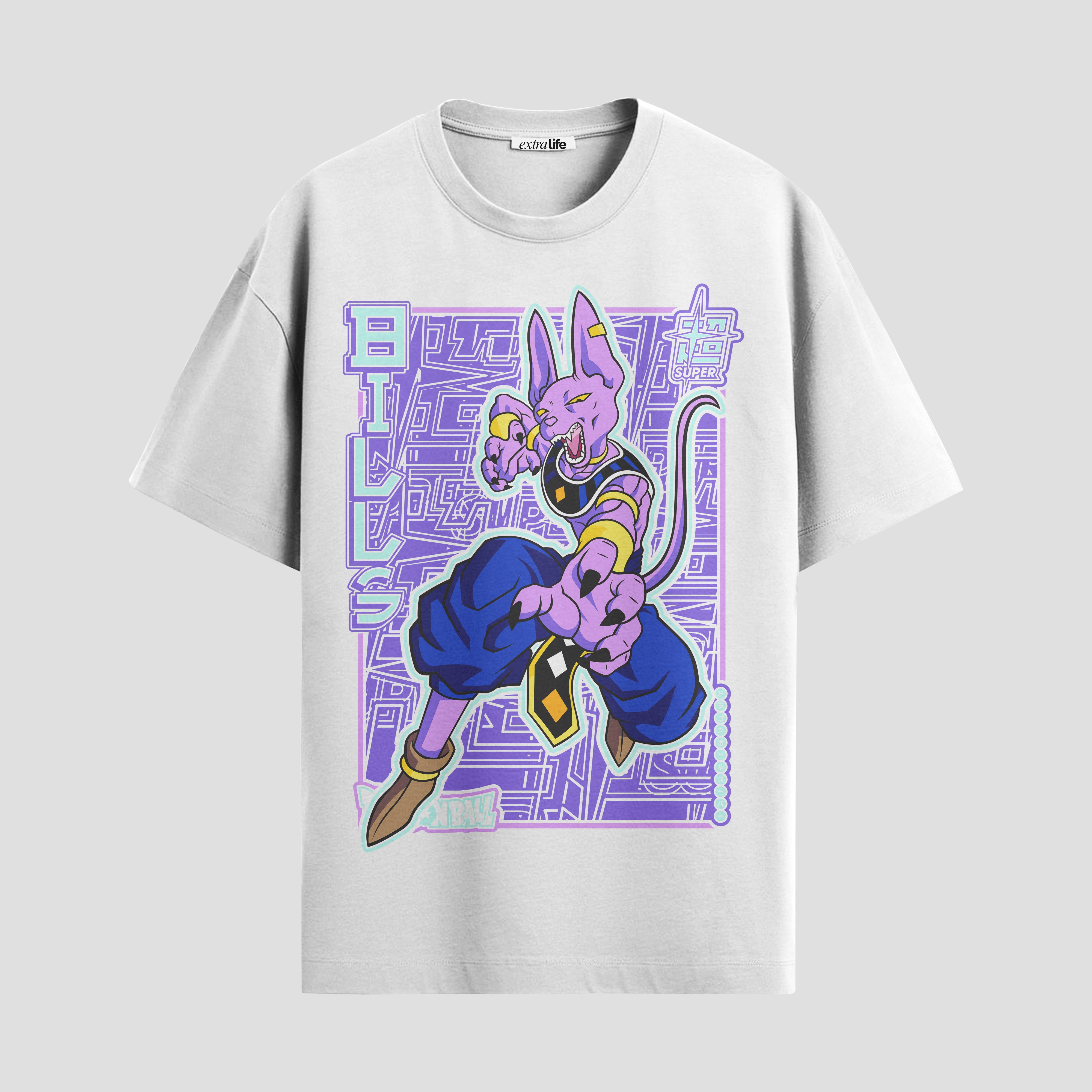 Playera urbana de anime y gaming ExtraLife MX, corte Standard Fit unisex ligero y transpirable en color Deep Black y Pure White, ropa de uso diario para gym y casual.