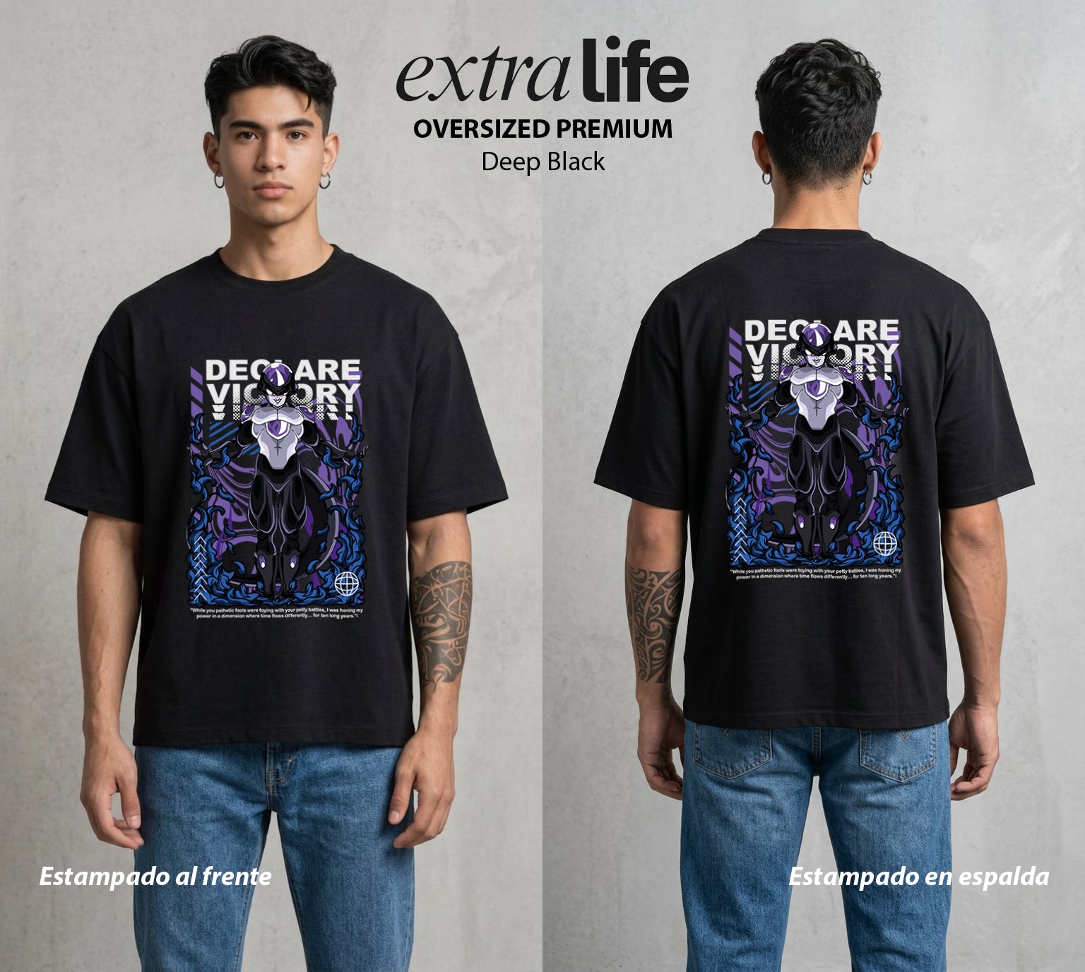 El Poder de las Esferas | El Tirano del Cosmos #00679 - Playera Oversized Premium | Deep Black - Foto en modelo