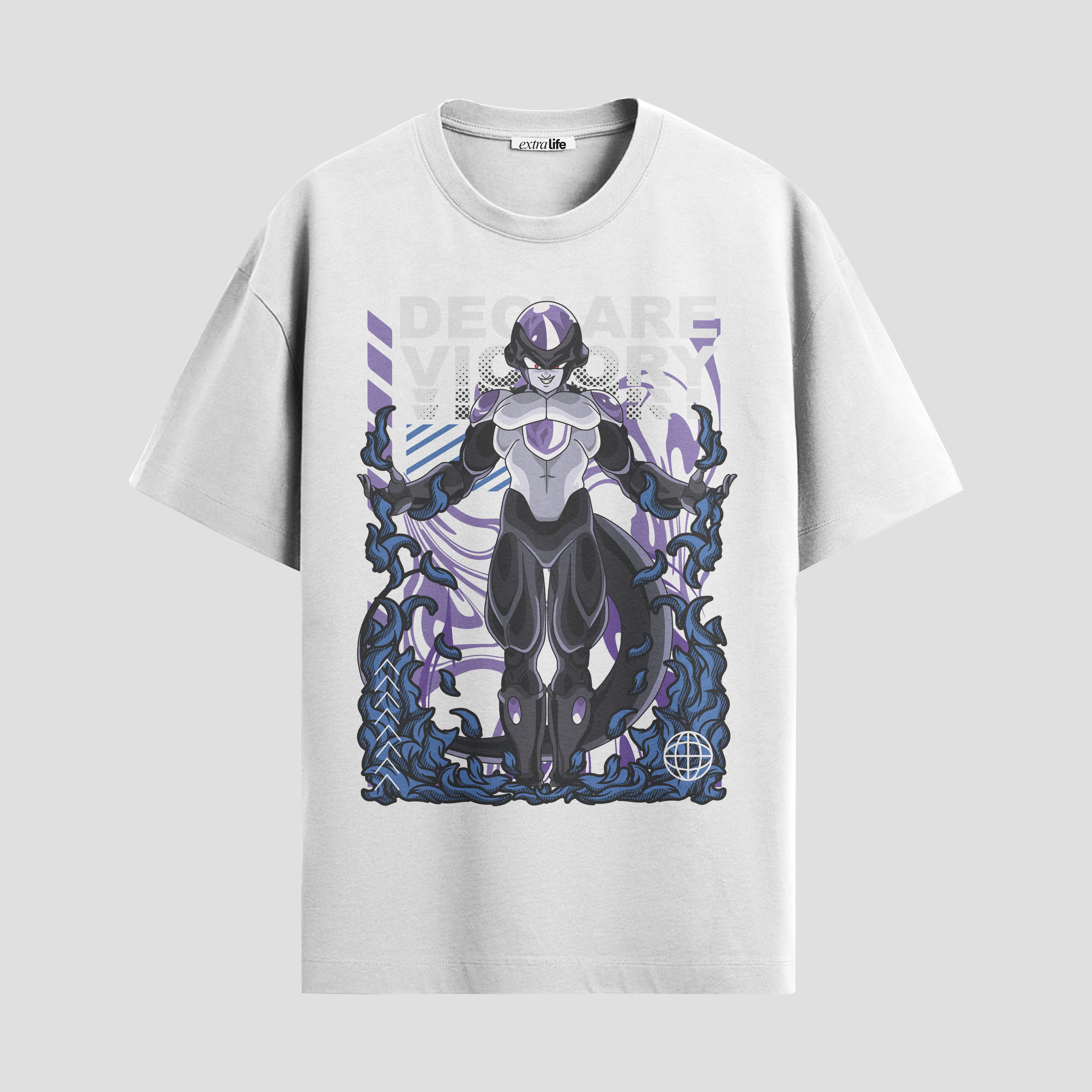 Playera urbana de anime y gaming ExtraLife MX, corte Standard Fit unisex ligero y transpirable en color Deep Black y Pure White, ropa de uso diario para gym y casual.