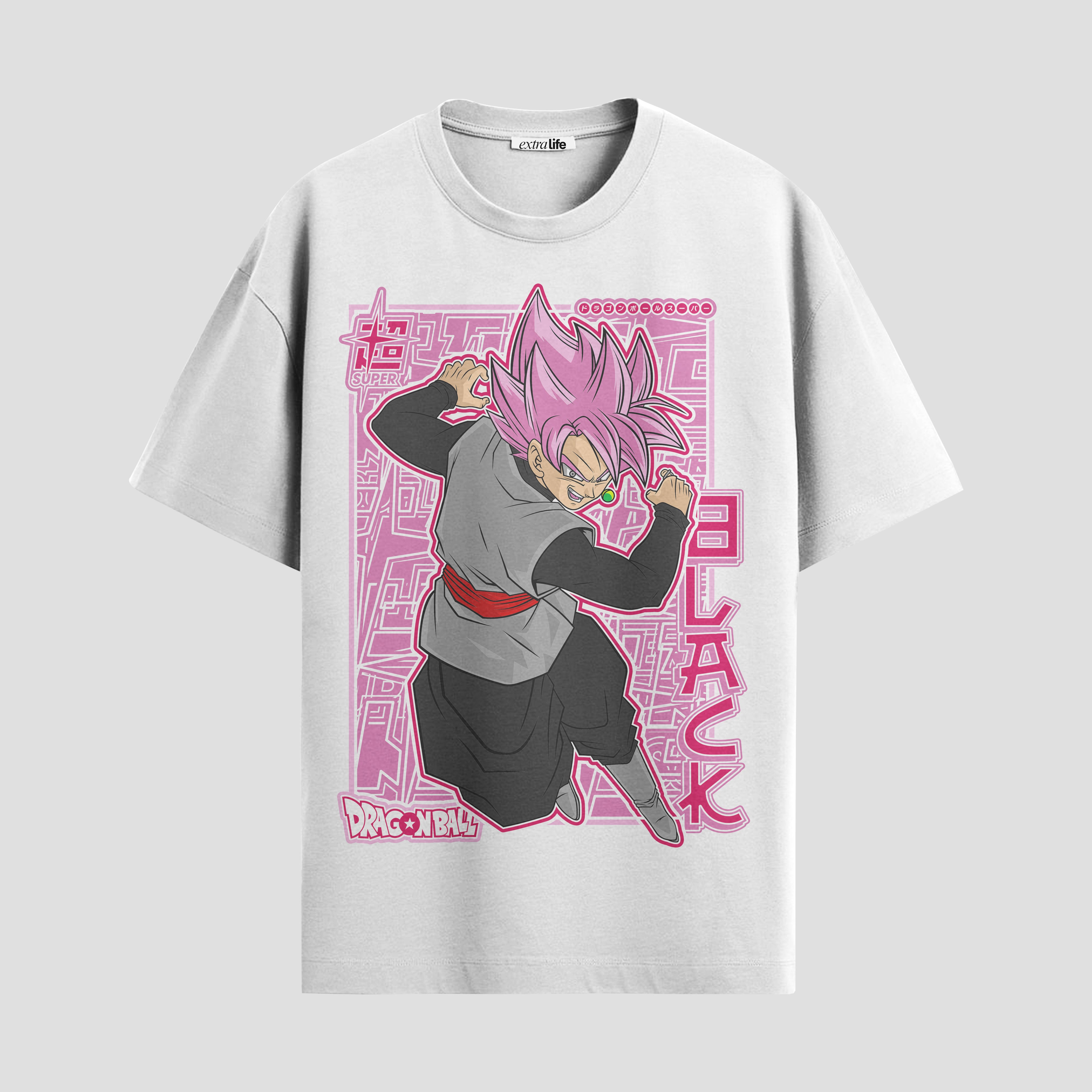 Playera urbana de anime y gaming ExtraLife MX, corte Standard Fit unisex ligero y transpirable en color Deep Black y Pure White, ropa de uso diario para gym y casual.