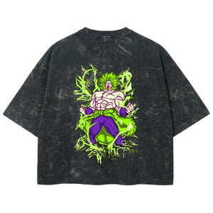 Playera streetwear premium de anime y gaming ExtraLife MX, corte boxy deluxe mineral wash heavyweight en color Acid Wash, moda urbana mexicana de culto.