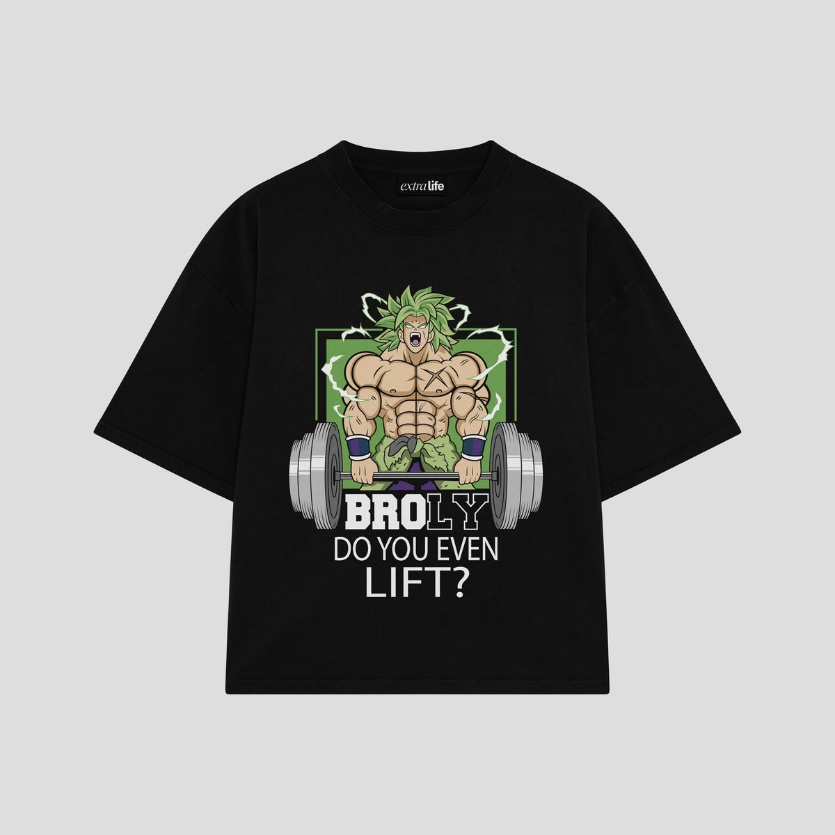 Playera streetwear premium de anime y gaming ExtraLife MX, corte oversized drop shoulder ligero y fresco en color Deep Black y Off-White, moda urbana mexicana de culto.
