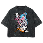 Playera streetwear premium de anime y gaming ExtraLife MX, corte boxy deluxe mineral wash heavyweight en color Acid Wash, moda urbana mexicana de culto.