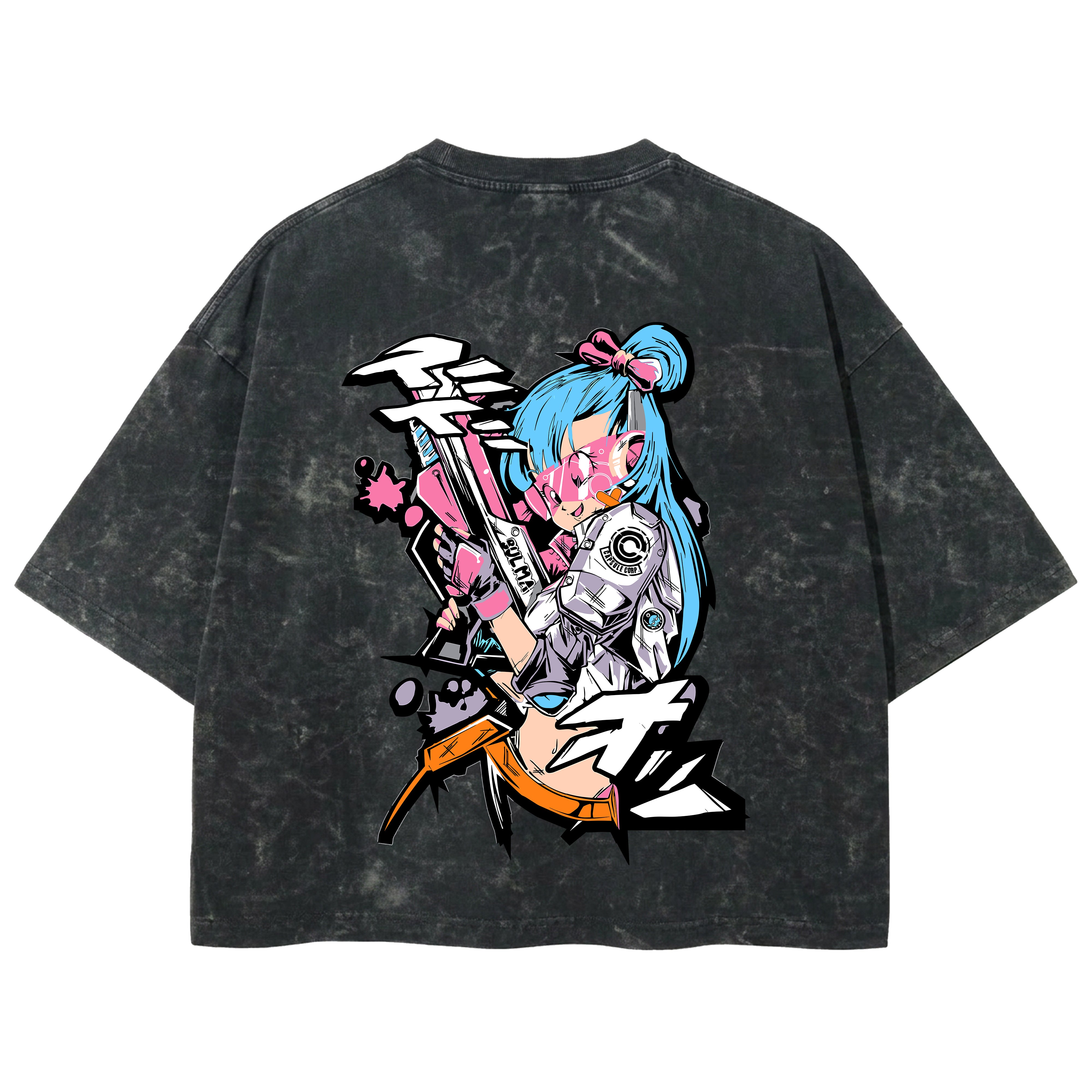 Playera streetwear premium de anime y gaming ExtraLife MX, corte boxy deluxe mineral wash heavyweight en color Acid Wash, moda urbana mexicana de culto.