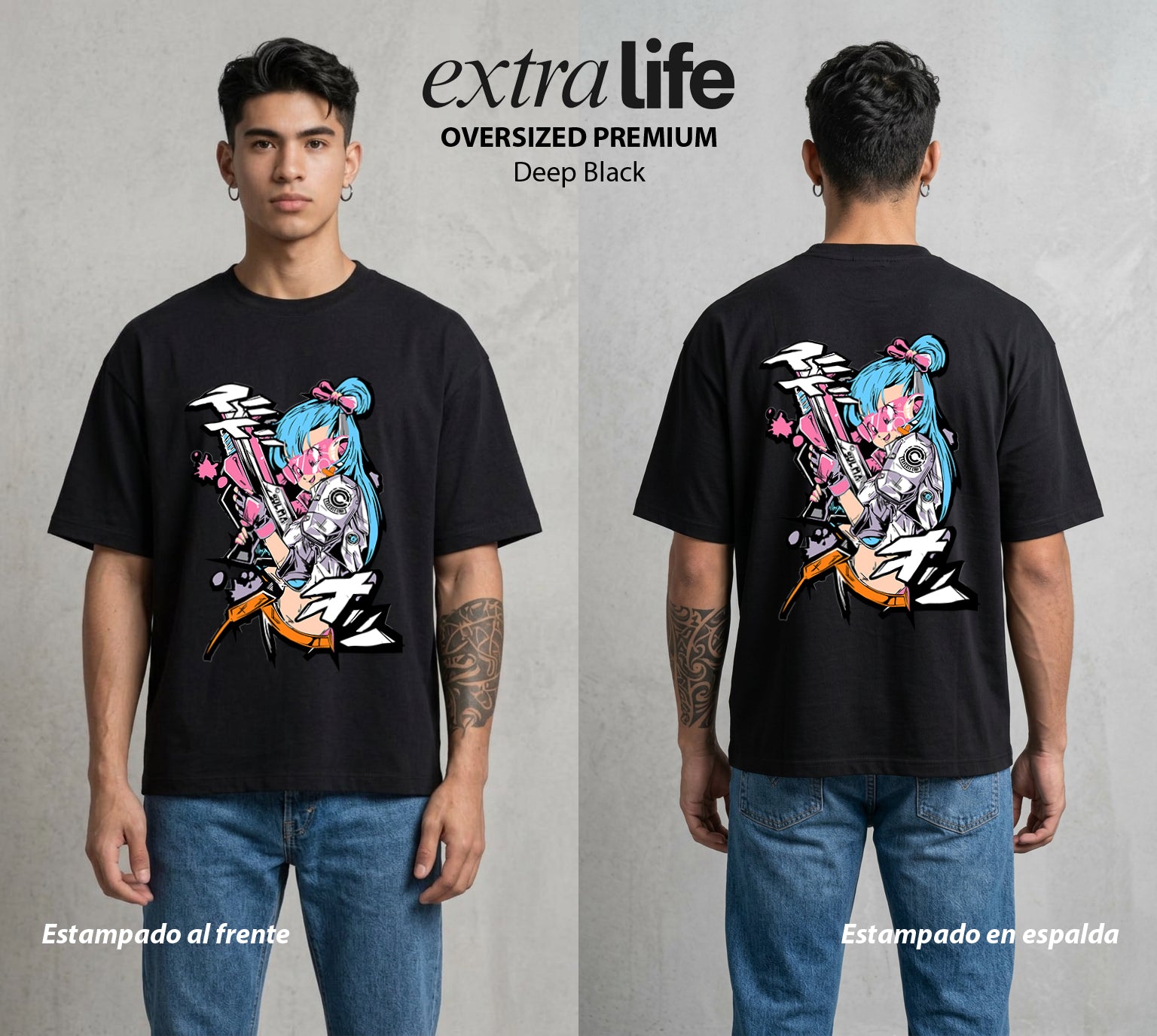 El Poder de las Esferas | La Genio del Universo #00686 - Playera Oversized Premium | Deep Black - Foto en modelo