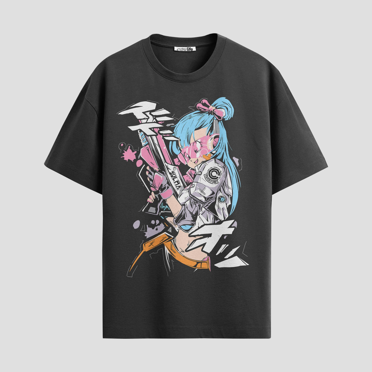 Playera urbana de anime y gaming ExtraLife MX, corte Classic Premium unisex ligero y transpirable en color Deep Black y Pure White, ropa de uso diario para gym y casual.