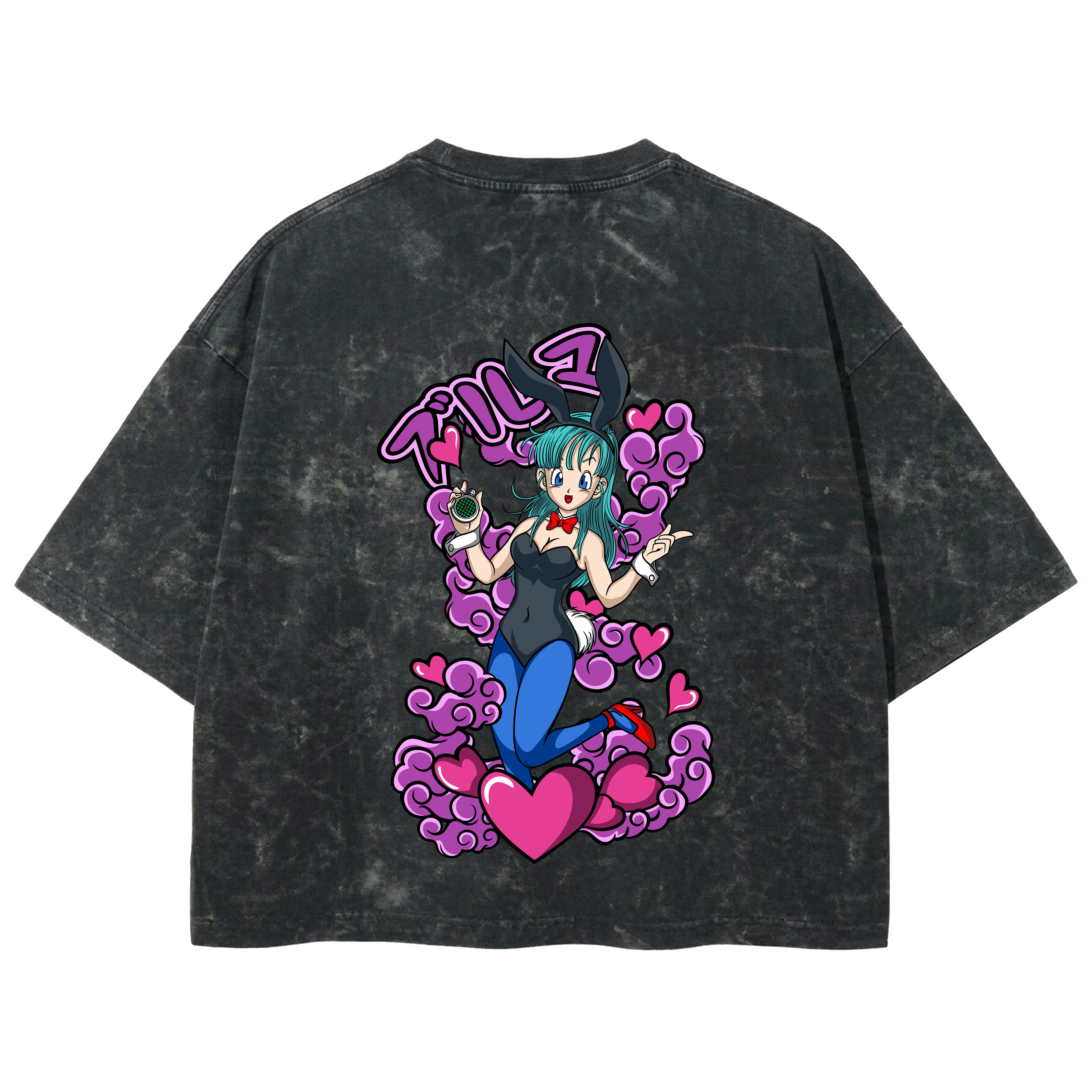 Playera streetwear premium de anime y gaming ExtraLife MX, corte boxy deluxe mineral wash heavyweight en color Acid Wash, moda urbana mexicana de culto.
