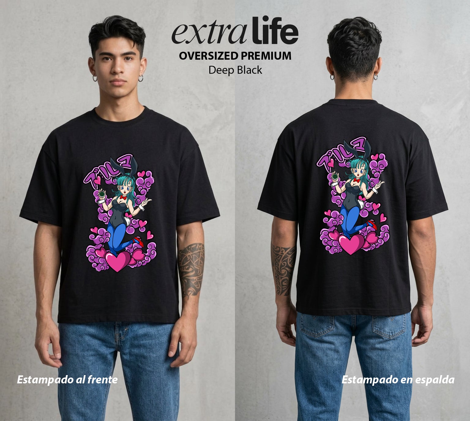 El Poder de las Esferas | La Inventora del Futuro #00689 - Playera Oversized Premium | Deep Black - Foto en modelo
