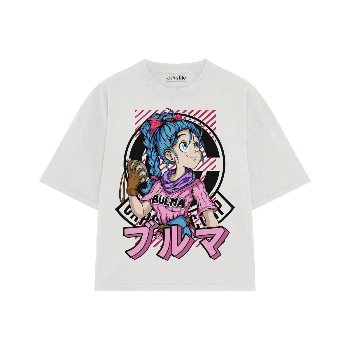 Playera streetwear premium de anime y gaming ExtraLife MX, corte oversized drop shoulder ligero y fresco en color Deep Black y Off-White, moda urbana mexicana de culto.