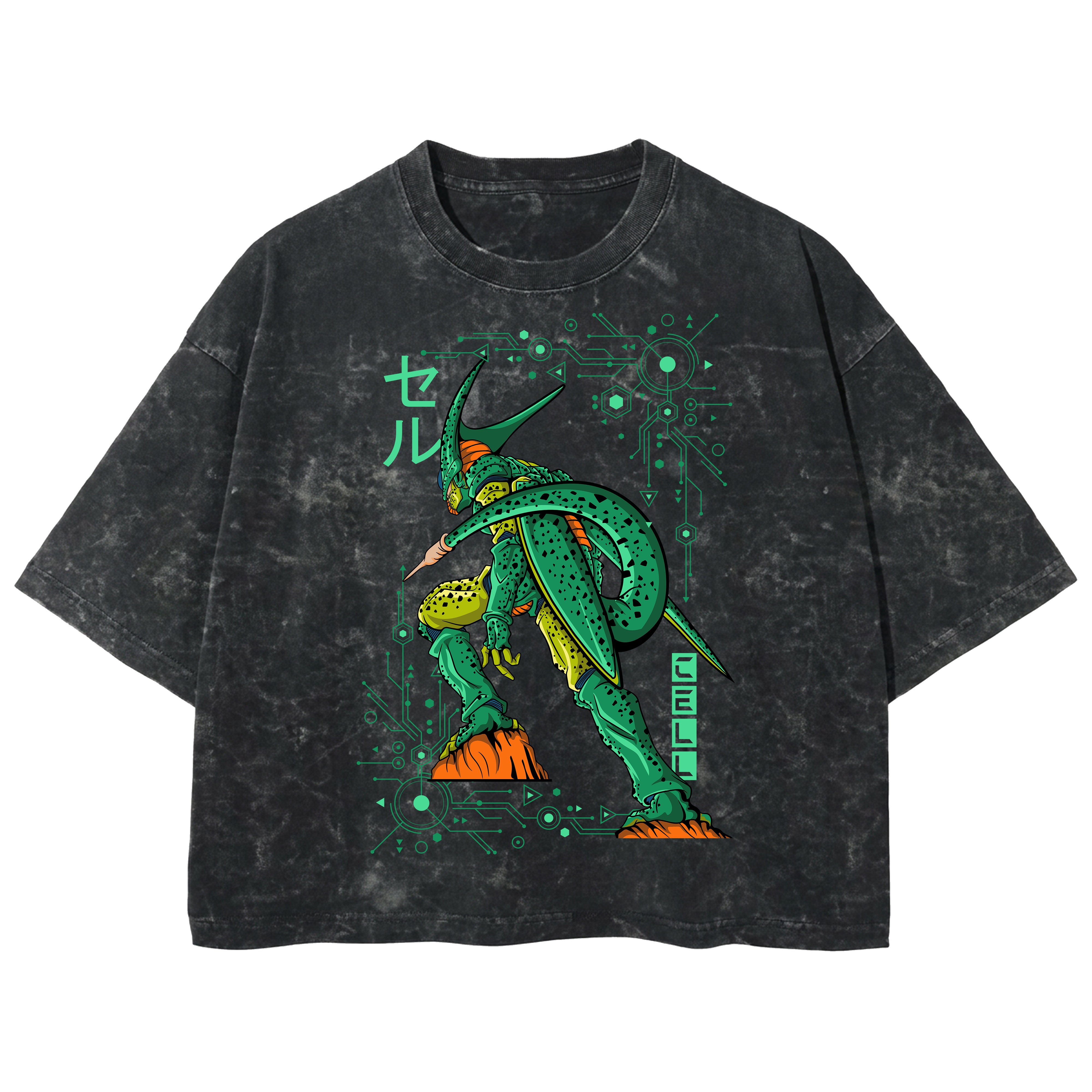 Playera streetwear premium de anime y gaming ExtraLife MX, corte boxy deluxe mineral wash heavyweight en color Acid Wash, moda urbana mexicana de culto.
