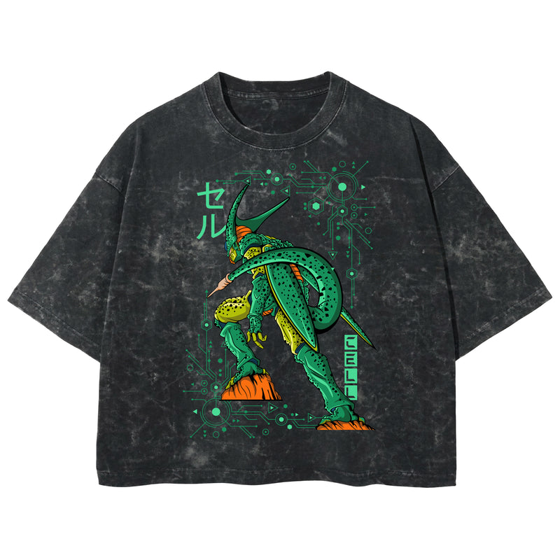 Playera streetwear premium de anime y gaming ExtraLife MX, corte boxy deluxe mineral wash heavyweight en color Acid Wash, moda urbana mexicana de culto.