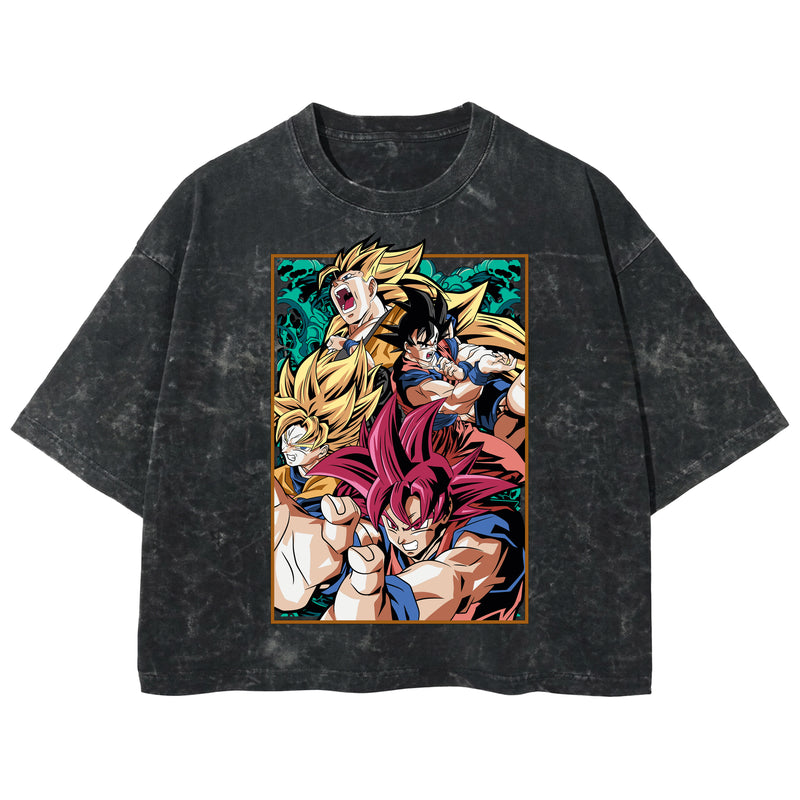 Playera streetwear premium de anime y gaming ExtraLife MX, corte boxy deluxe mineral wash heavyweight en color Acid Wash, moda urbana mexicana de culto.