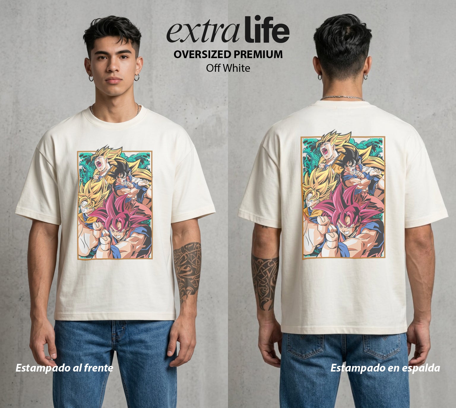 El Poder de las Esferas | Los Heroes del Universo #00697 - Playera Oversized Premium | Off White - Foto en modelo