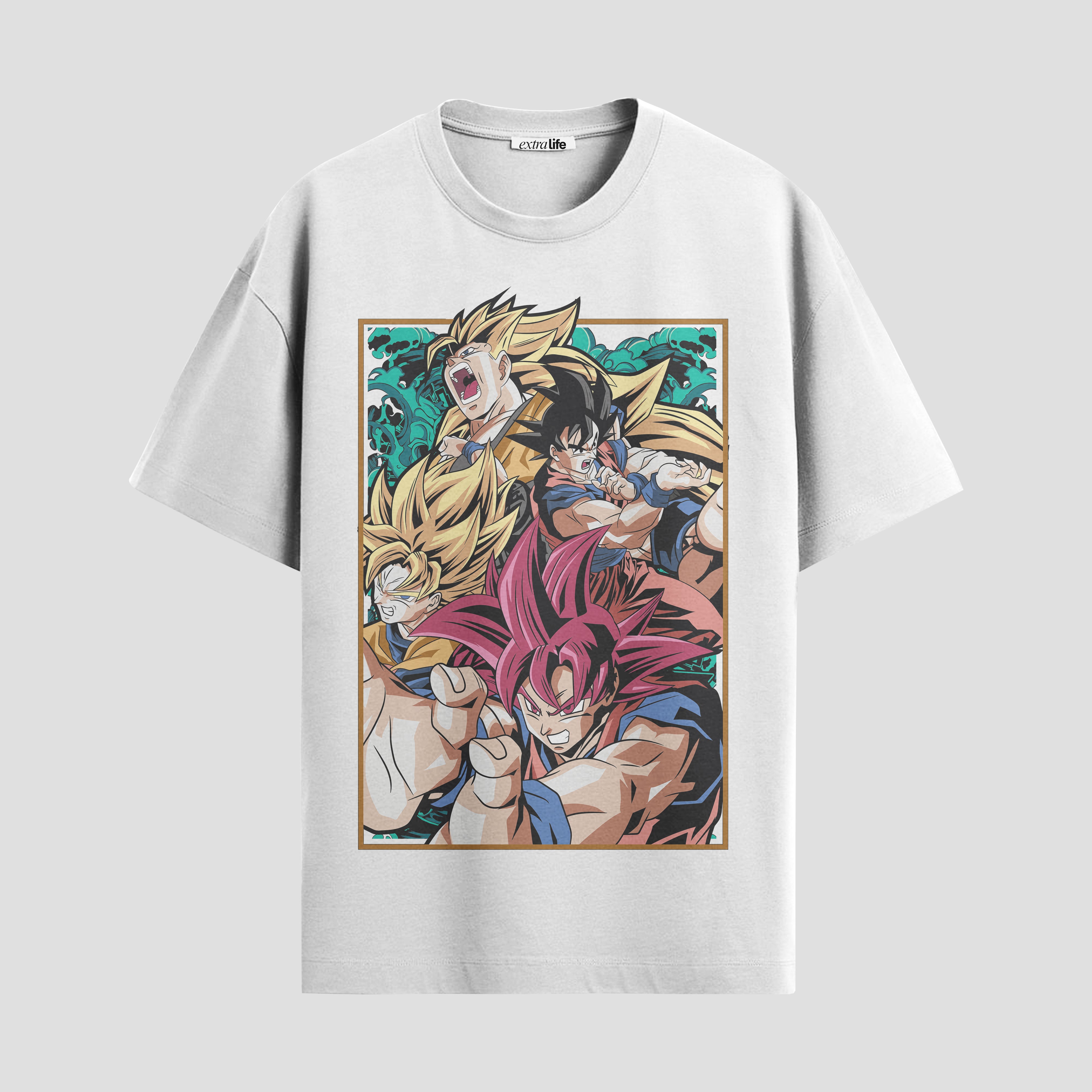 Playera urbana de anime y gaming ExtraLife MX, corte Standard Fit unisex ligero y transpirable en color Deep Black y Pure White, ropa de uso diario para gym y casual.