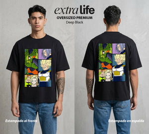 El Poder de las Esferas | Galeria del Poder Z #00698 - Playera Oversized Premium | Deep Black - Foto en modelo