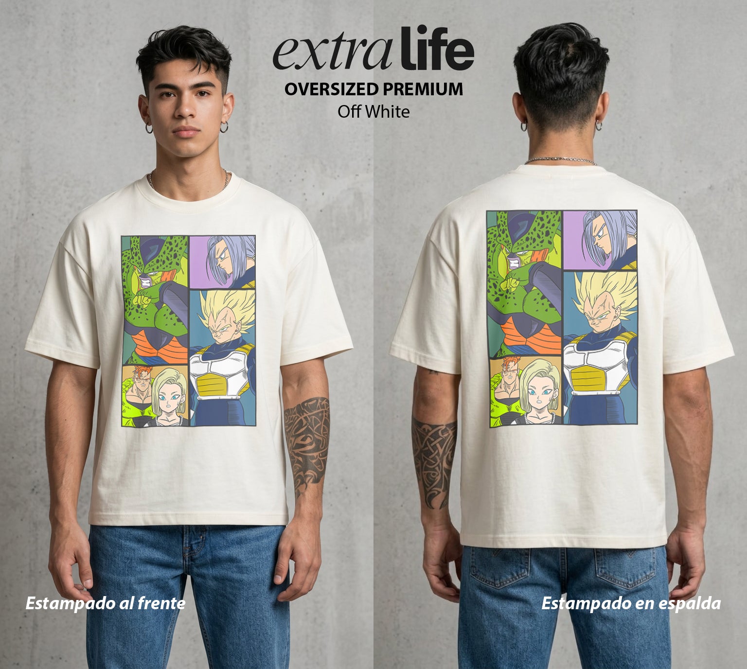 El Poder de las Esferas | Galeria del Poder Z #00698 - Playera Oversized Premium | Off White - Foto en modelo