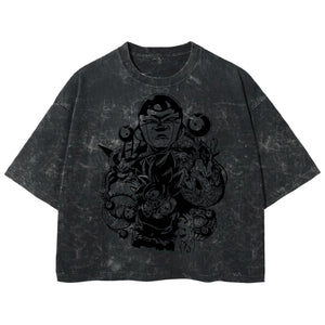 Playera streetwear premium de anime y gaming ExtraLife MX, corte boxy deluxe mineral wash heavyweight en color Acid Wash, moda urbana mexicana de culto.