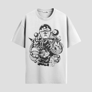 Playera urbana de anime y gaming ExtraLife MX, corte Standard Fit unisex ligero y transpirable en color Deep Black y Pure White, ropa de uso diario para gym y casual.