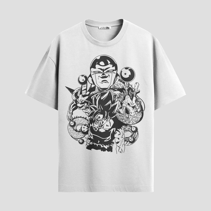 Playera urbana de anime y gaming ExtraLife MX, corte Standard Fit unisex ligero y transpirable en color Deep Black y Pure White, ropa de uso diario para gym y casual.