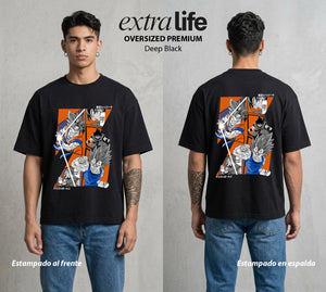 El Poder de las Esferas | Galeria del Poder Z #00700 - Playera Oversized Premium | Deep Black - Foto en modelo