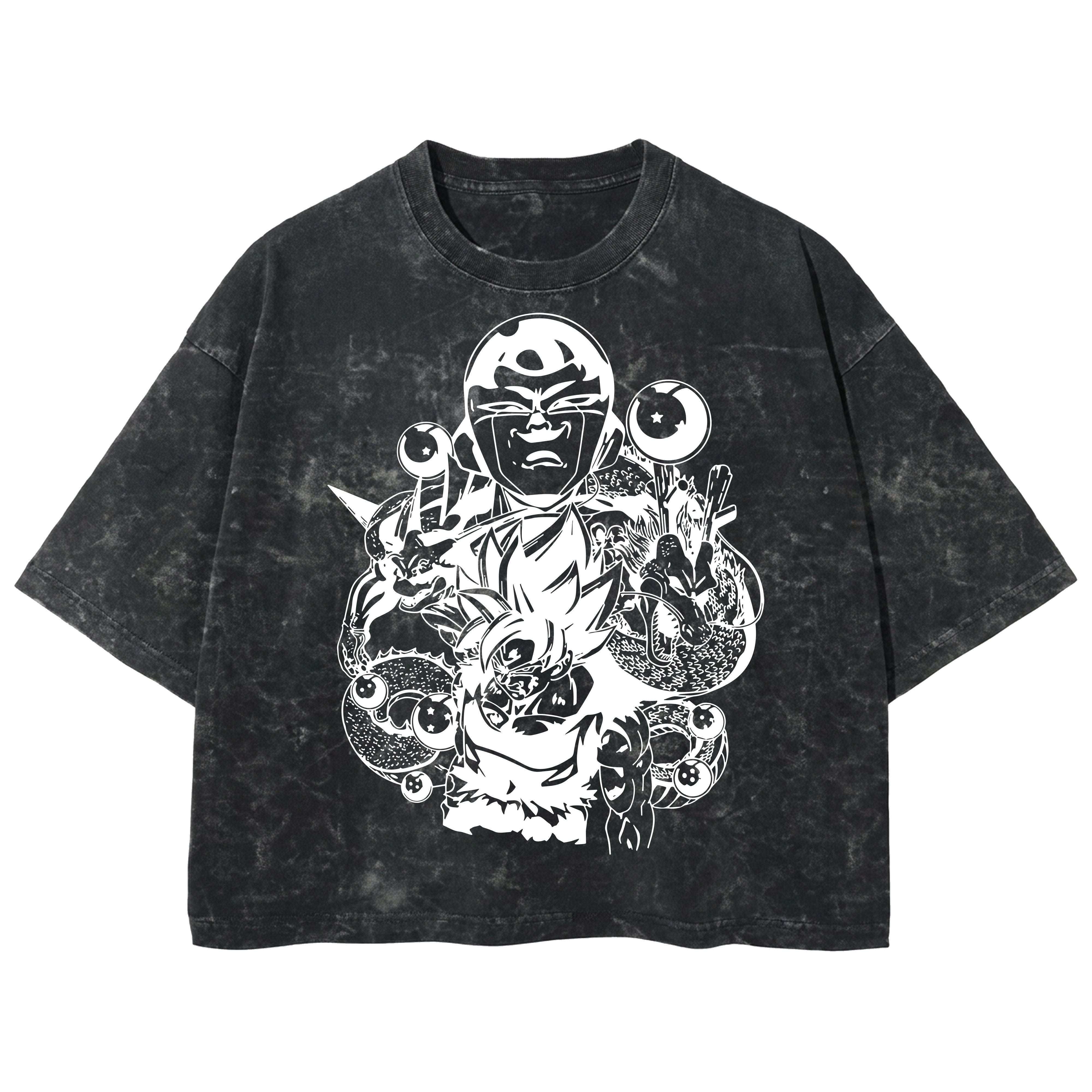 Playera streetwear premium de anime y gaming ExtraLife MX, corte boxy deluxe mineral wash heavyweight en color Acid Wash, moda urbana mexicana de culto.