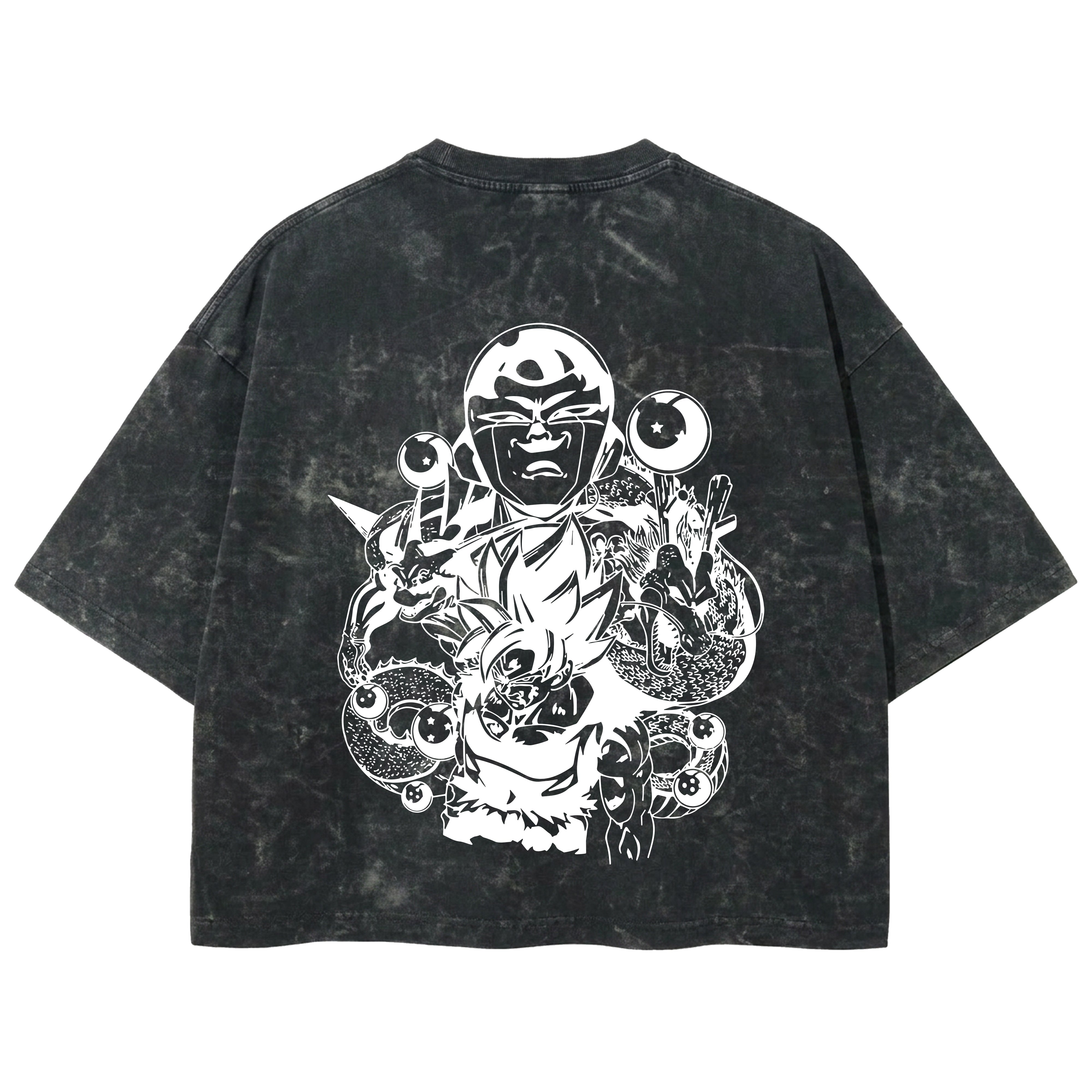 Playera streetwear premium de anime y gaming ExtraLife MX, corte boxy deluxe mineral wash heavyweight en color Acid Wash, moda urbana mexicana de culto.