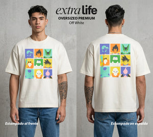El Poder de las Esferas | Galeria del Poder Z #00702 - Playera Oversized Premium | Off White - Foto en modelo