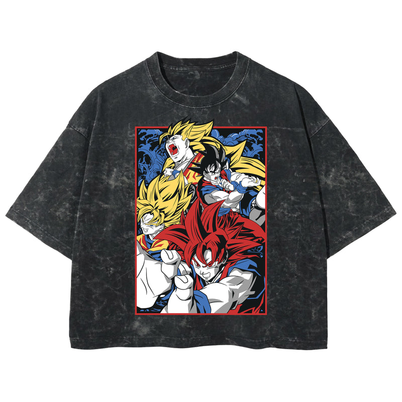 Playera streetwear premium de anime y gaming ExtraLife MX, corte boxy deluxe mineral wash heavyweight en color Acid Wash, moda urbana mexicana de culto.
