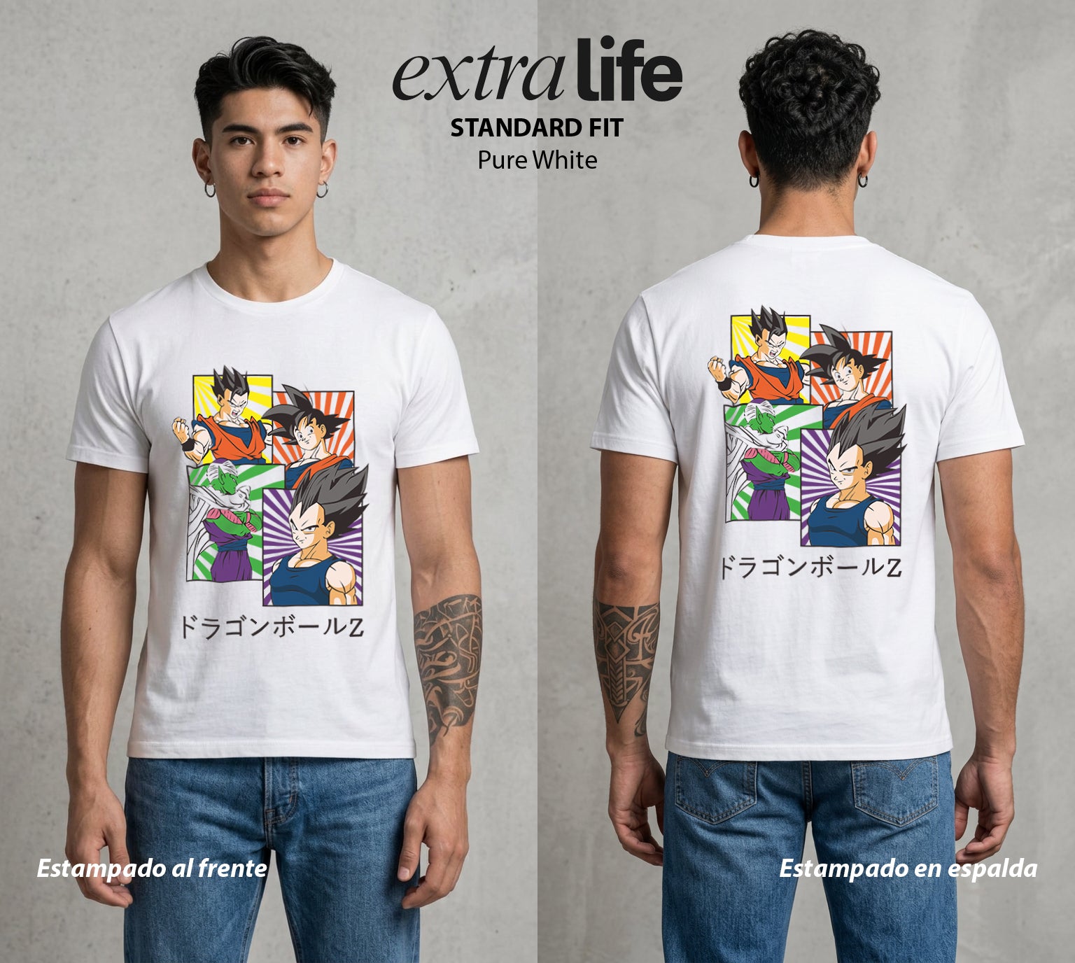 El Poder de las Esferas | Galeria del Poder Z #00704 - Playera Standard Fit | Pure White - Foto en modelo