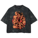 Playera streetwear premium de anime y gaming ExtraLife MX, corte boxy deluxe mineral wash heavyweight en color Acid Wash, moda urbana mexicana de culto.