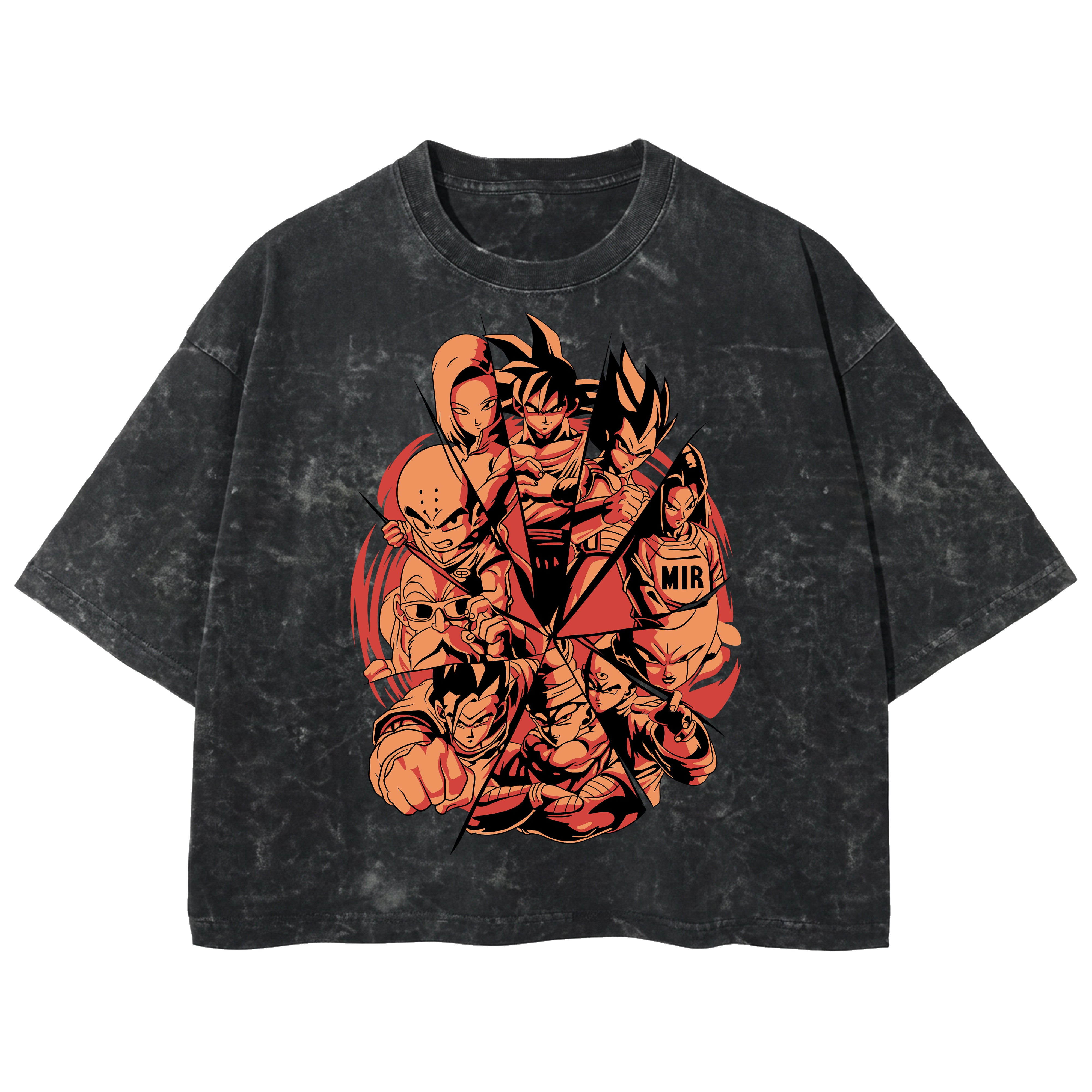 Playera streetwear premium de anime y gaming ExtraLife MX, corte boxy deluxe mineral wash heavyweight en color Acid Wash, moda urbana mexicana de culto.
