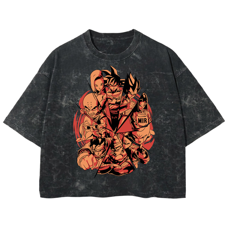 Playera streetwear premium de anime y gaming ExtraLife MX, corte boxy deluxe mineral wash heavyweight en color Acid Wash, moda urbana mexicana de culto.
