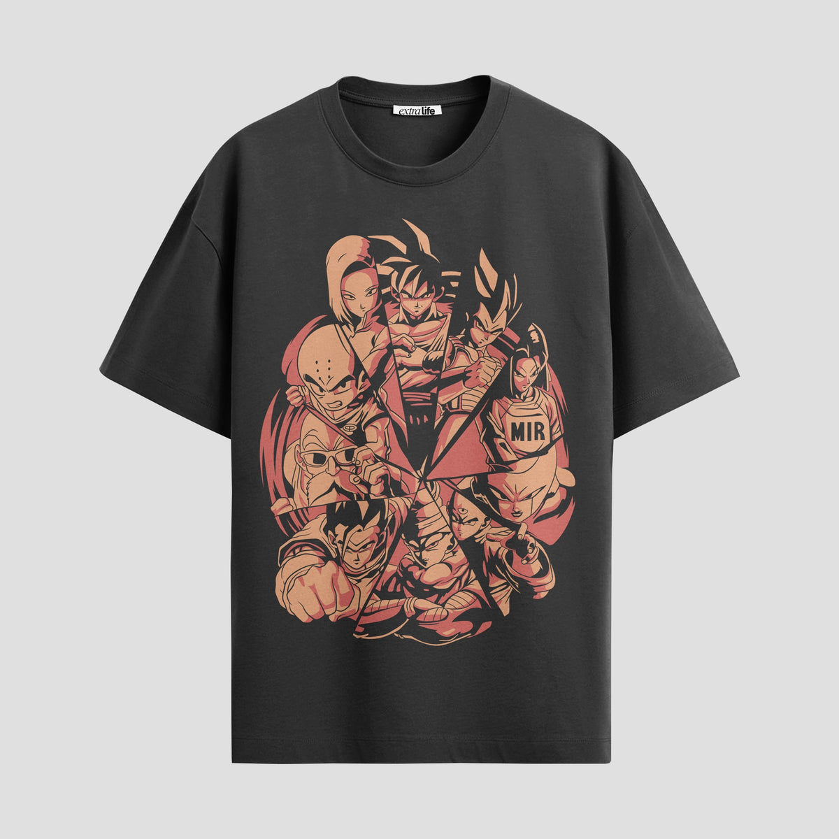 Playera urbana de anime y gaming ExtraLife MX, corte Classic Premium unisex ligero y transpirable en color Deep Black y Pure White, ropa de uso diario para gym y casual.