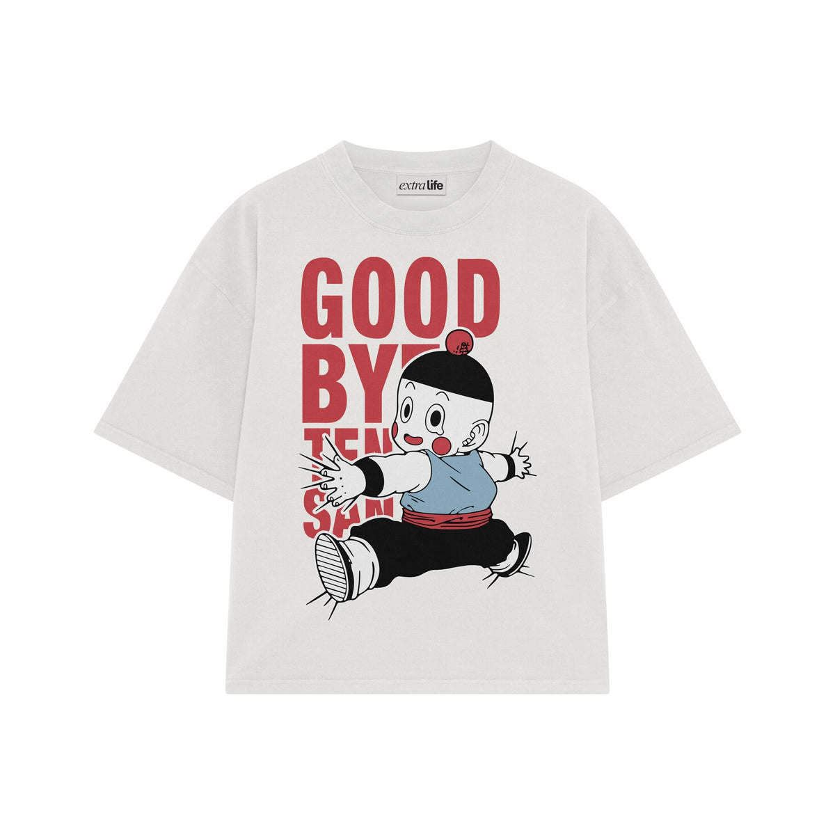 Playera streetwear premium de anime y gaming ExtraLife MX, corte oversized drop shoulder ligero y fresco en color Deep Black y Off-White, moda urbana mexicana de culto.