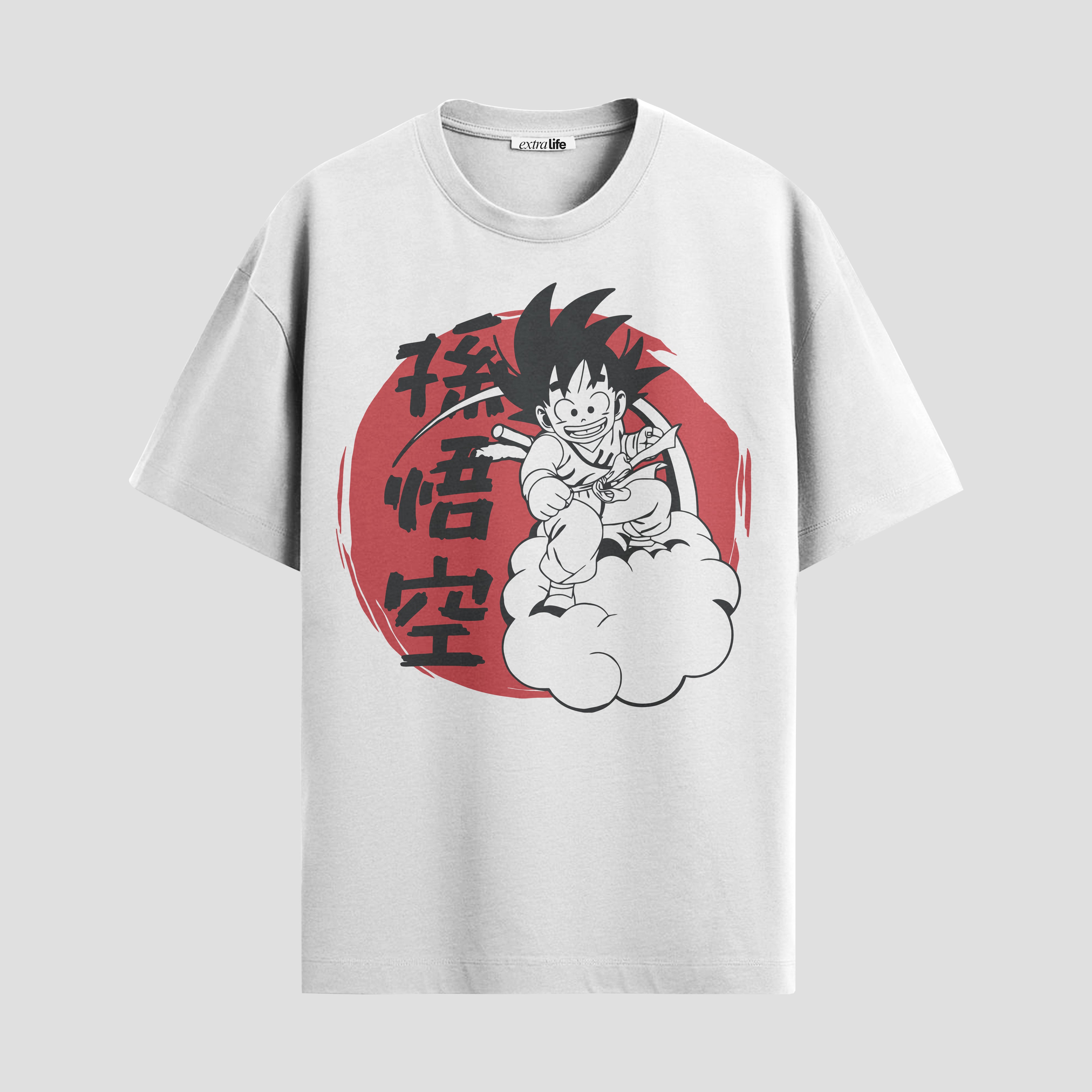 Playera urbana de anime y gaming ExtraLife MX, corte Standard Fit unisex ligero y transpirable en color Deep Black y Pure White, ropa de uso diario para gym y casual.