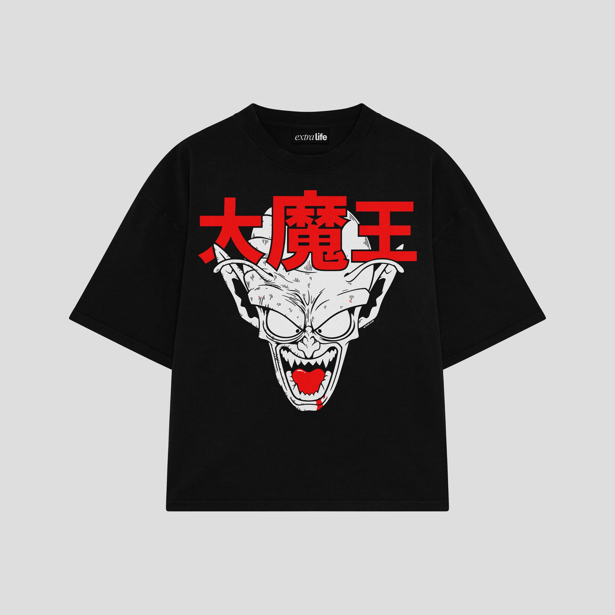Playera streetwear premium de anime y gaming ExtraLife MX, corte oversized drop shoulder ligero y fresco en color Deep Black y Off-White, moda urbana mexicana de culto.
