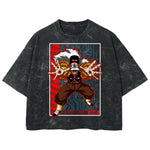 Playera streetwear premium de anime y gaming ExtraLife MX, corte boxy deluxe mineral wash heavyweight en color Acid Wash, moda urbana mexicana de culto.