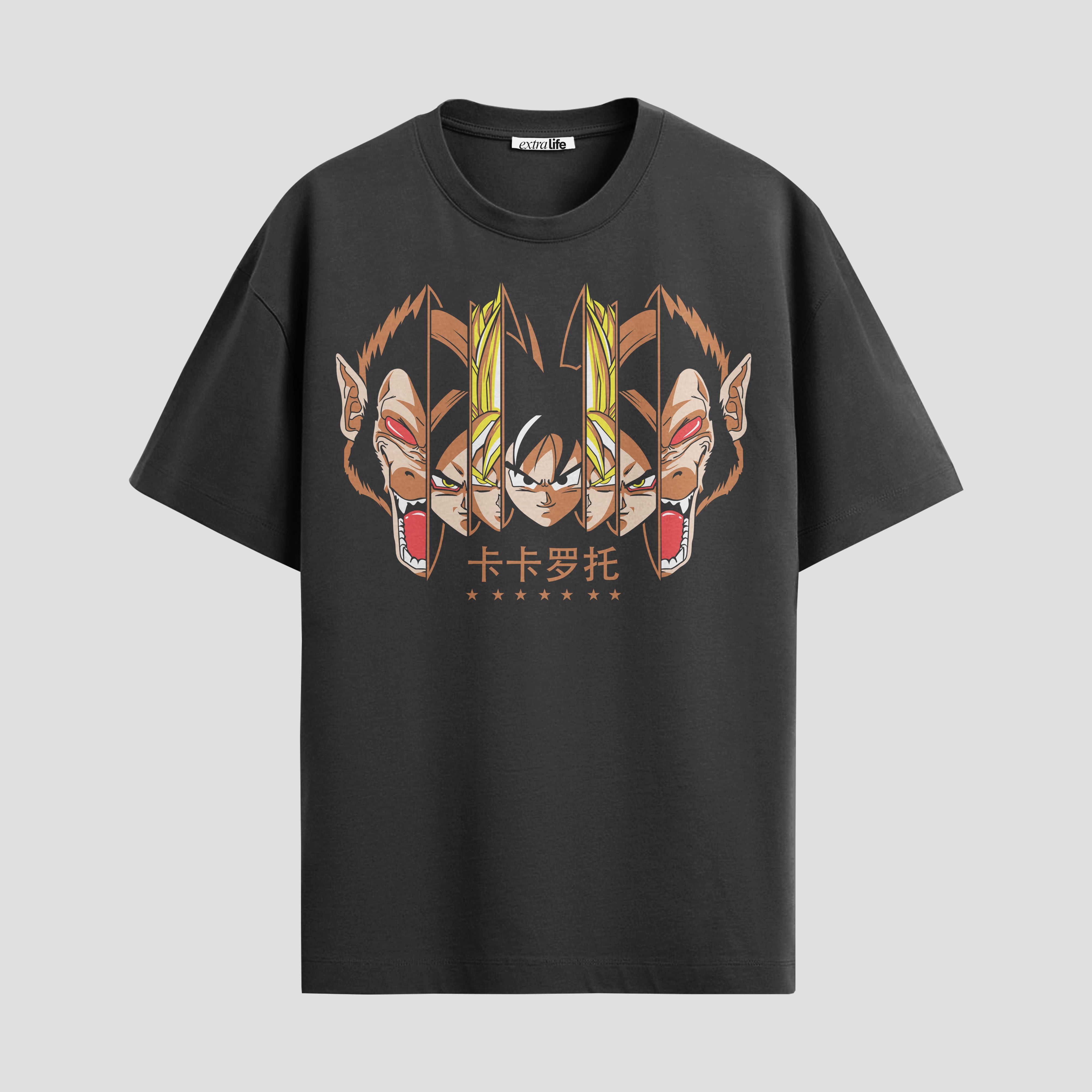 Playera urbana de anime y gaming ExtraLife MX, corte Standard Fit unisex ligero y transpirable en color Deep Black y Pure White, ropa de uso diario para gym y casual.