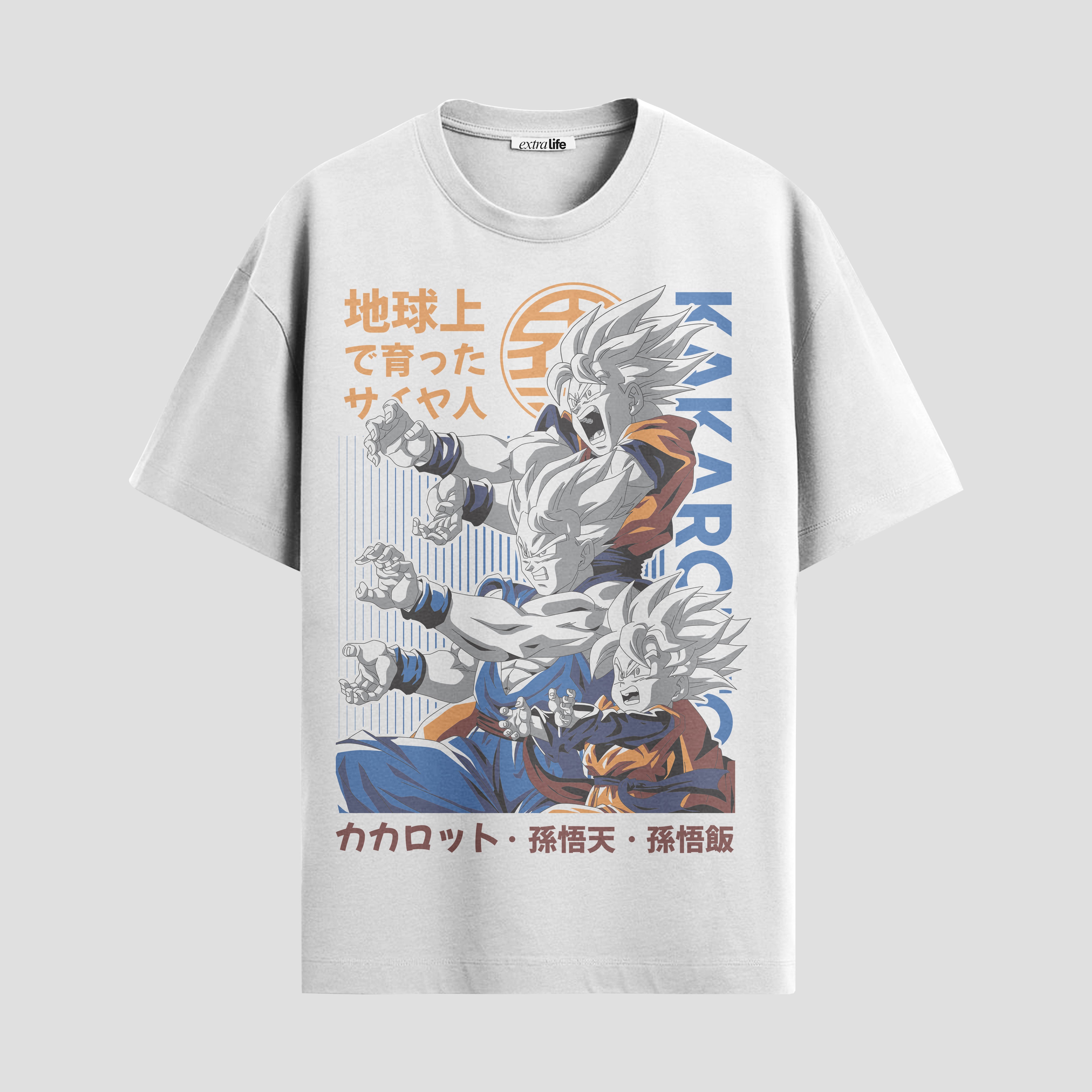 Playera urbana de anime y gaming ExtraLife MX, corte Standard Fit unisex ligero y transpirable en color Deep Black y Pure White, ropa de uso diario para gym y casual.