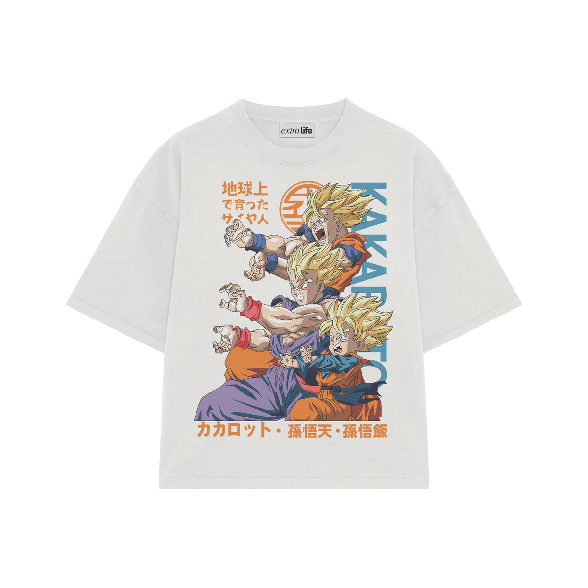 Playera streetwear premium de anime y gaming ExtraLife MX, corte oversized drop shoulder ligero y fresco en color Deep Black y Off-White, moda urbana mexicana de culto.