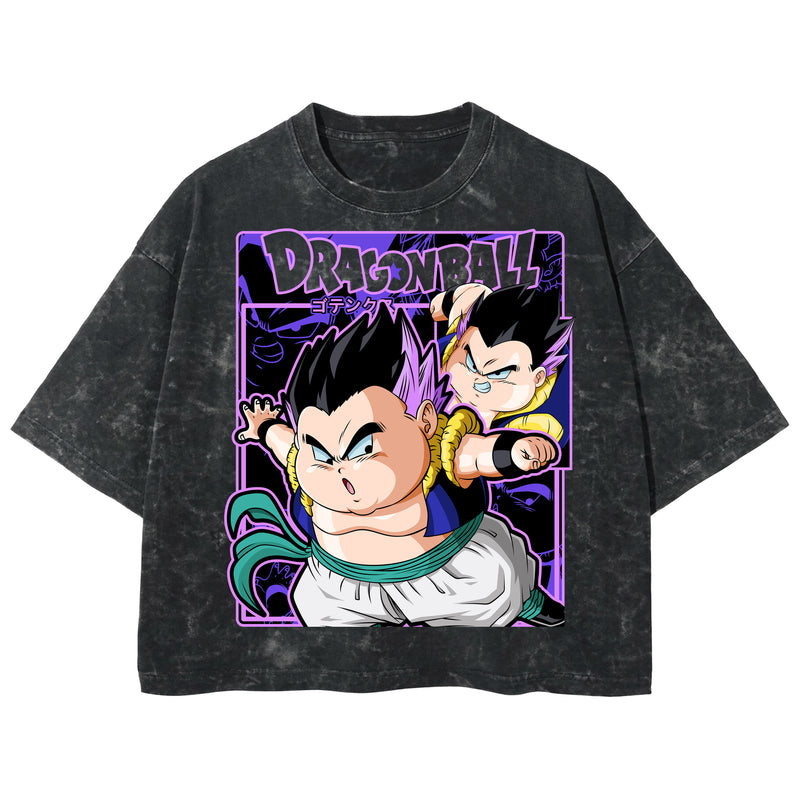 Playera streetwear premium de anime y gaming ExtraLife MX, corte boxy deluxe mineral wash heavyweight en color Acid Wash, moda urbana mexicana de culto.