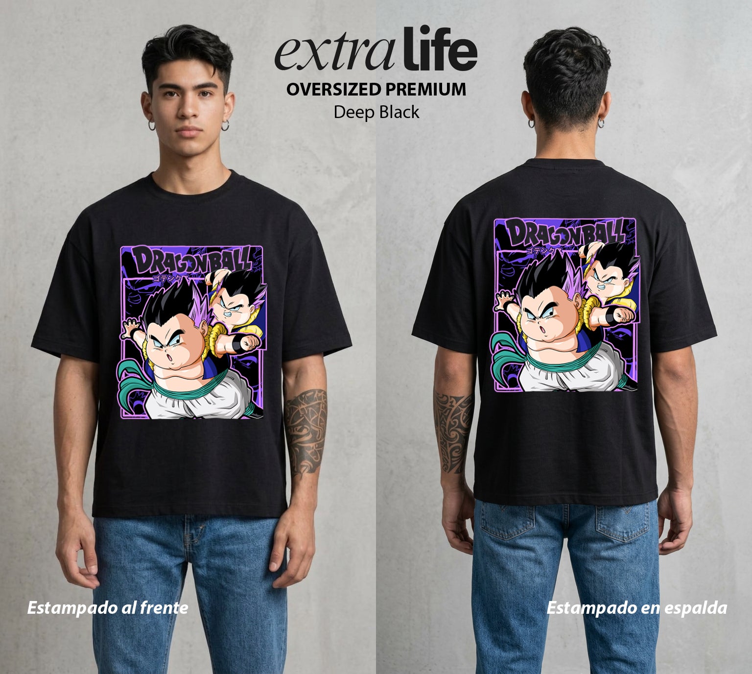 El Poder de las Esferas | La Fusion Gordita #00717 - Playera Oversized Premium | Deep Black - Foto en modelo