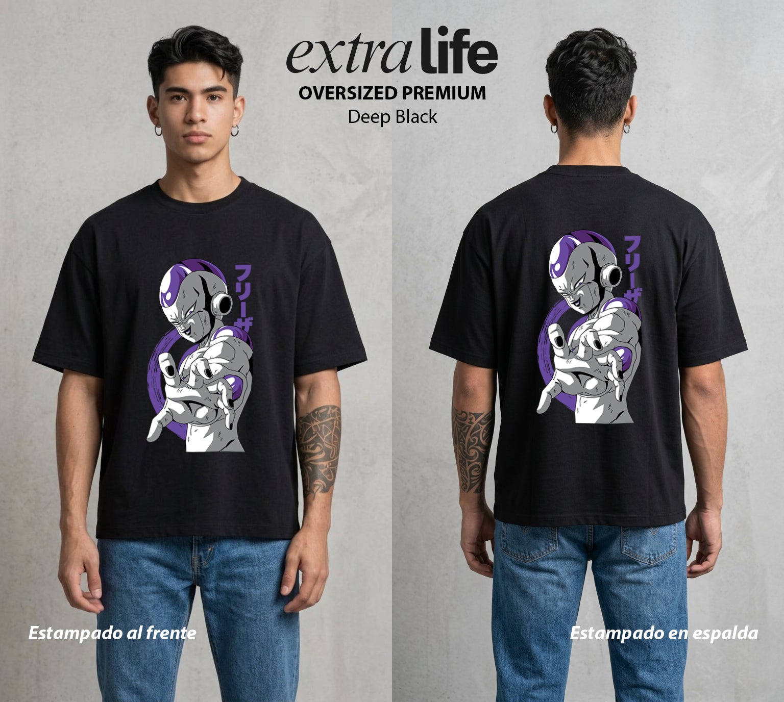 El Poder de las Esferas | El Frio Imperial #00718 - Playera Oversized Premium | Deep Black - Foto en modelo