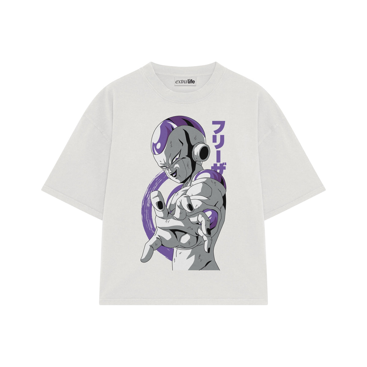 Playera streetwear premium de anime y gaming ExtraLife MX, corte oversized drop shoulder ligero y fresco en color Deep Black y Off-White, moda urbana mexicana de culto.