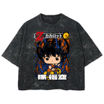 Playera streetwear premium de anime y gaming ExtraLife MX, corte boxy deluxe mineral wash heavyweight en color Acid Wash, moda urbana mexicana de culto.